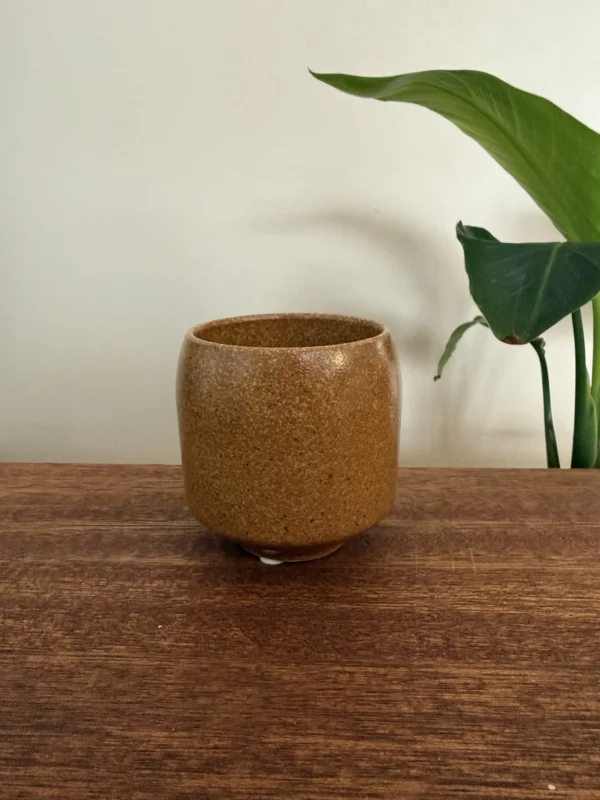 Krukke i okkerfarvet/brun til plante